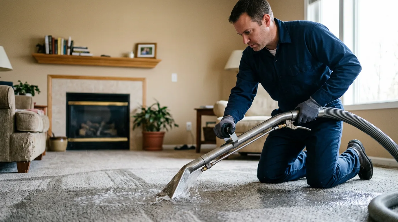 Water damage restoration technician working near Manlius, NY